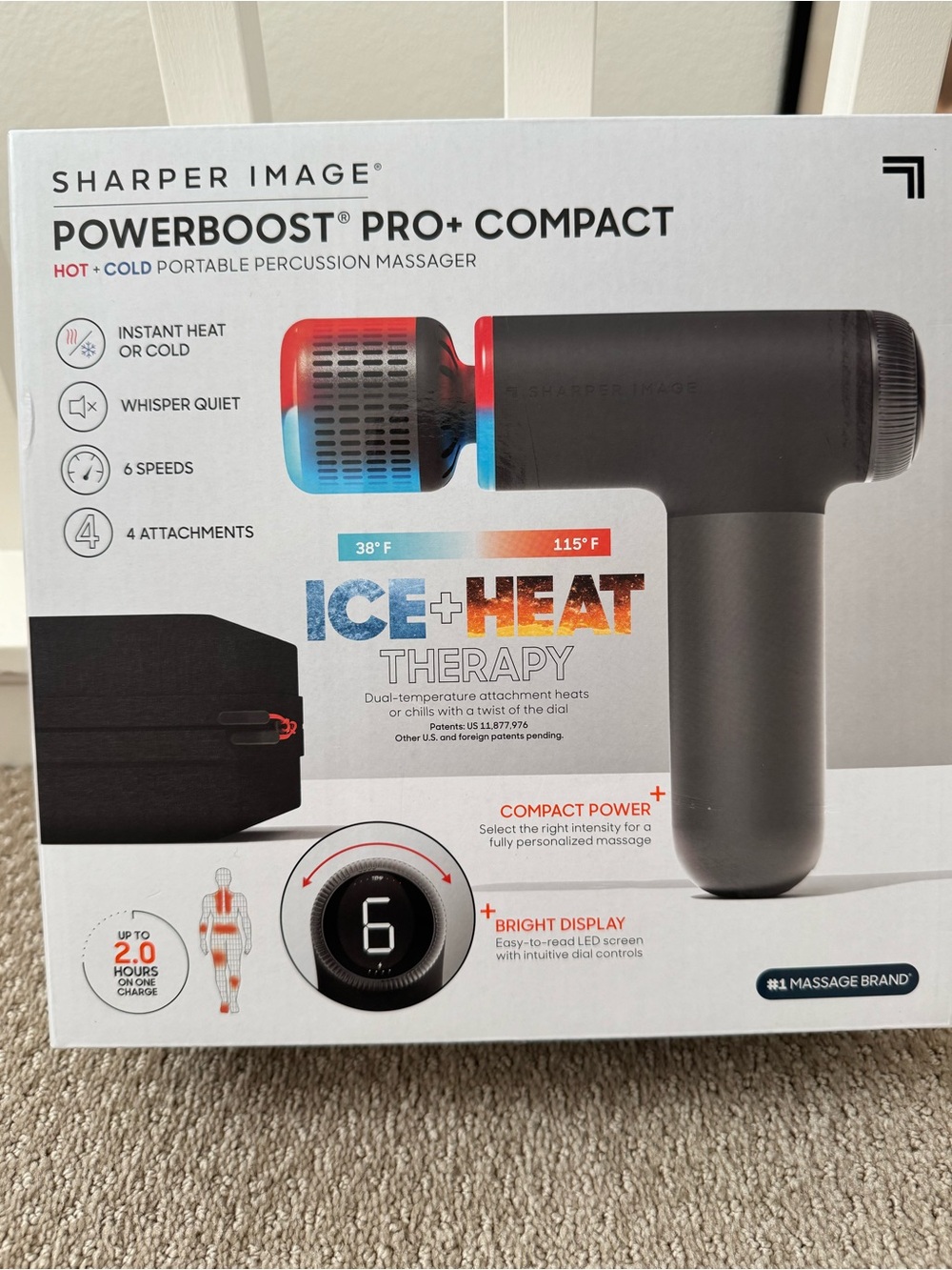 Sharper Image PowerBoost Pro+ Compact Percussion Massager in Black